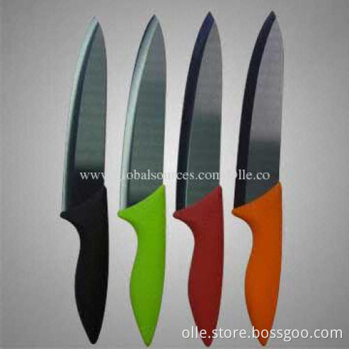 8 Inch Colorful ABS and TPR Coating Handle Ceramic Blade Chef Knife